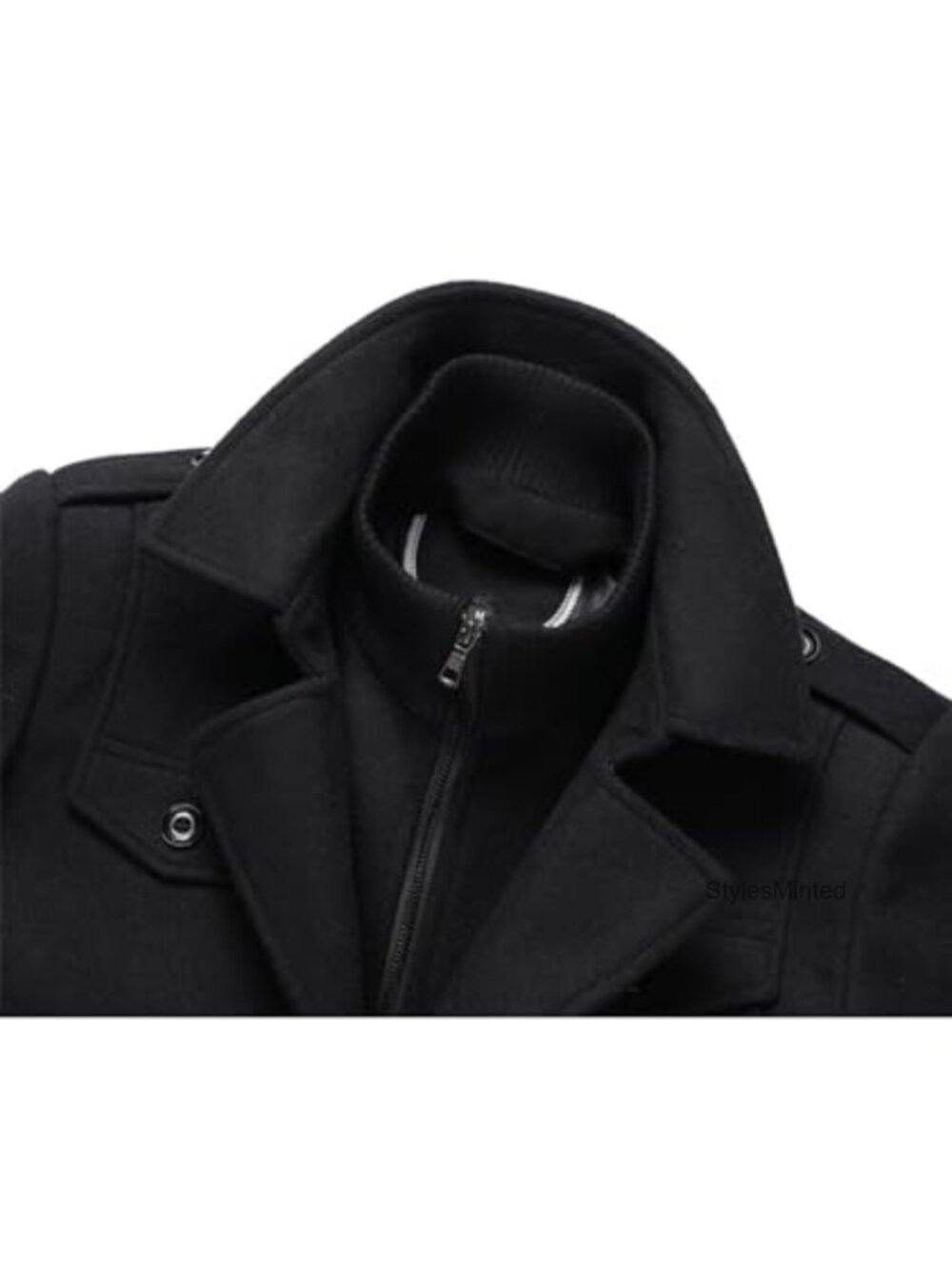 Men's Wool Blend Pea Coat Overcoat Heavyweight Winter Jacket Single Breasted - Picture 4 of 4